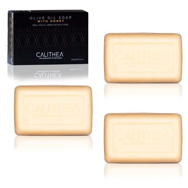 CALITHEA 3- Pack 100% Pure Natural, Organic Olive Oil Soap with Honey