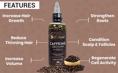 Caffeine Hair Growth Oil 2oz, Herbs, Biotin, Essential oils For All