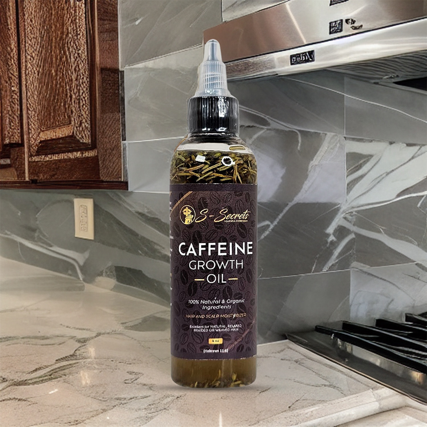 Caffeine Hair Growth Oil 2oz, Herbs, Biotin, Essential oils For All