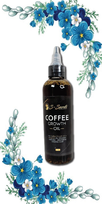 Coffee Hair Growth Oil 4oz, Herbs, Biotin, Essential oils, Potent